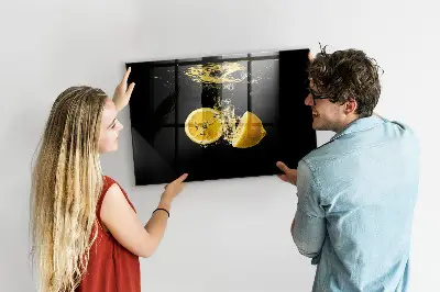 Magnetic Glass Dry Erase Board with Lemons Design
