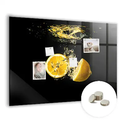 Magnetic Glass Dry Erase Board with Lemons Design