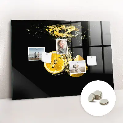 Magnetic Glass Dry Erase Board with Lemons Design