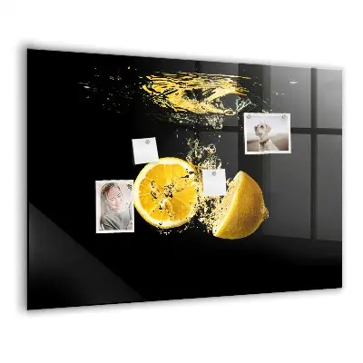 Magnetic Glass Dry Erase Board with Lemons Design