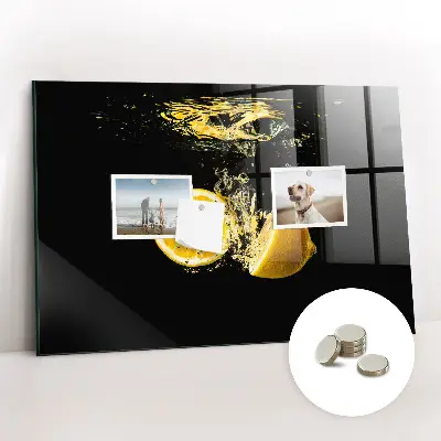 Magnetic Glass Dry Erase Board with Lemons Design