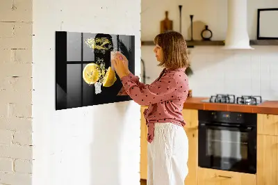 Magnetic Glass Dry Erase Board with Lemons Design