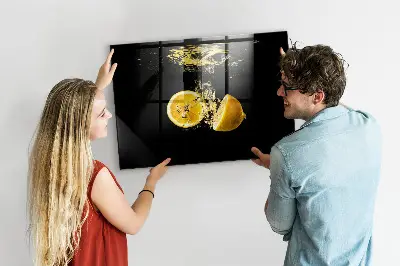 Magnetic Glass Dry Erase Board with Lemons Design