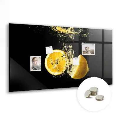 Magnetic Glass Dry Erase Board with Lemons Design
