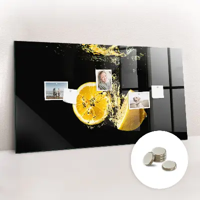 Magnetic Glass Dry Erase Board with Lemons Design
