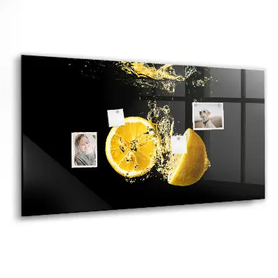 Magnetic Glass Dry Erase Board with Lemons Design