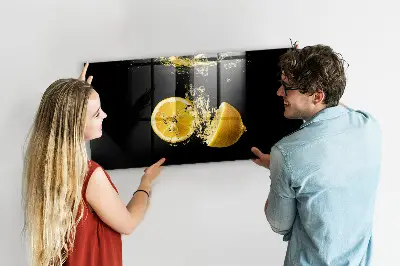 Magnetic Glass Dry Erase Board with Lemons Design