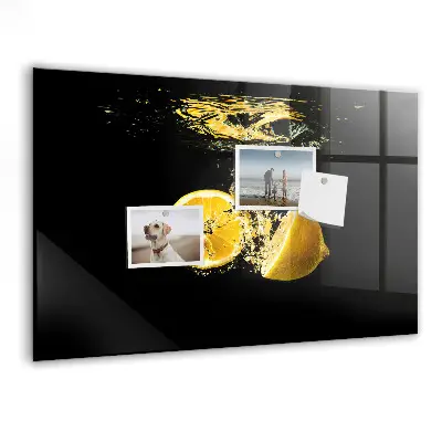 Magnetic Glass Dry Erase Board with Lemons Design