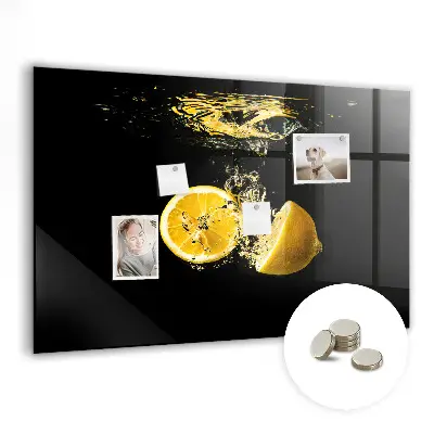 Magnetic Glass Dry Erase Board with Lemons Design