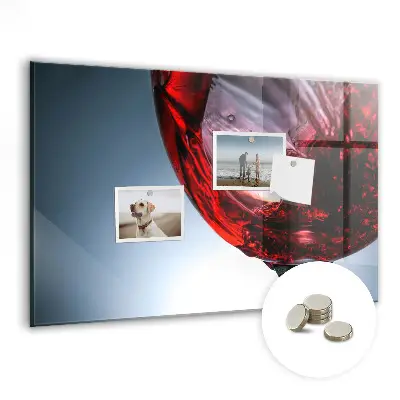 Magnetic Glass Dry Erase Board with Wine Glass Design