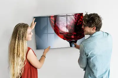 Magnetic Glass Dry Erase Board with Wine Glass Design