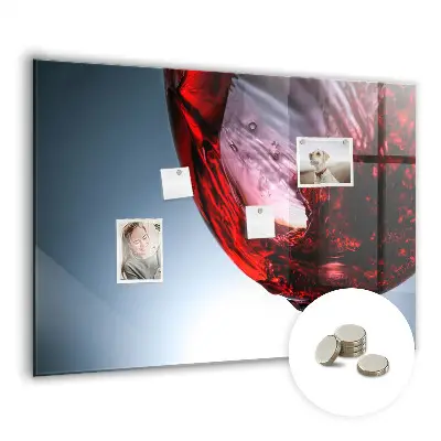Magnetic Glass Dry Erase Board with Wine Glass Design
