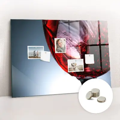 Magnetic Glass Dry Erase Board with Wine Glass Design
