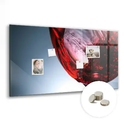 Magnetic Glass Dry Erase Board with Wine Glass Design