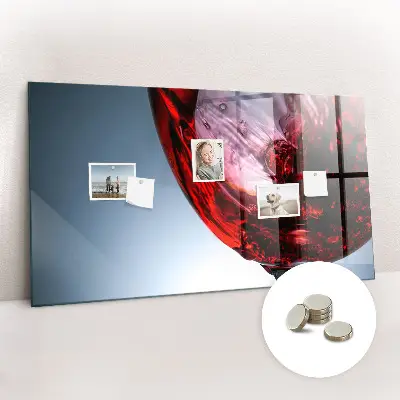Magnetic Glass Dry Erase Board with Wine Glass Design