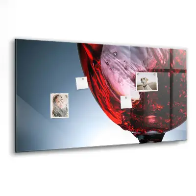 Magnetic Glass Dry Erase Board with Wine Glass Design
