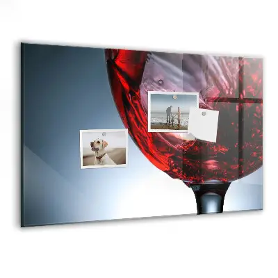 Magnetic Glass Dry Erase Board with Wine Glass Design