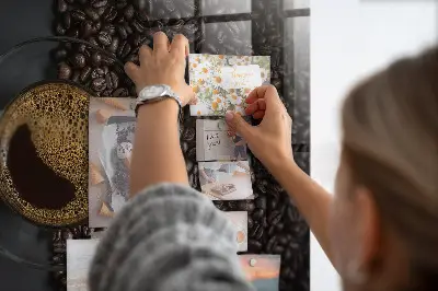 Magnetic glass dry erase board featuring a cup of coffee design