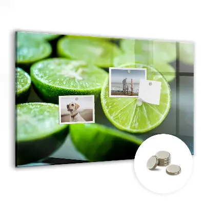 Magnetic glass dry erase board featuring lime slices