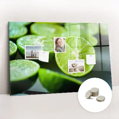 Magnetic glass dry erase board featuring lime slices