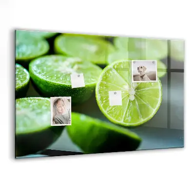 Magnetic glass dry erase board featuring lime slices
