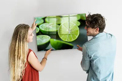 Magnetic glass dry erase board featuring lime slices