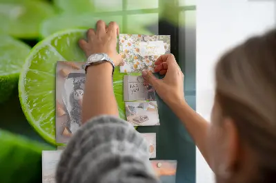 Magnetic glass dry erase board featuring lime slices