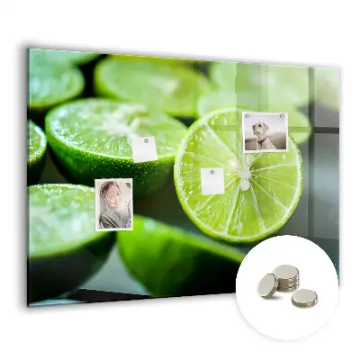 Magnetic glass dry erase board featuring lime slices