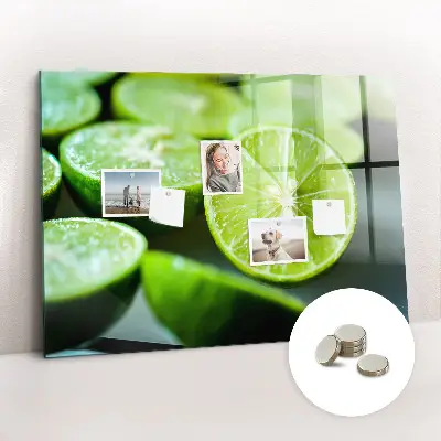 Magnetic glass dry erase board featuring lime slices