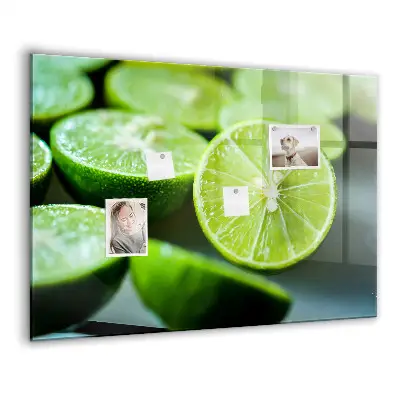 Magnetic glass dry erase board featuring lime slices