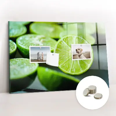Magnetic glass dry erase board featuring lime slices