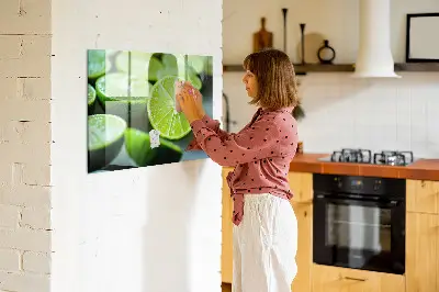 Magnetic glass dry erase board featuring lime slices