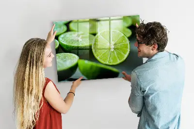 Magnetic glass dry erase board featuring lime slices