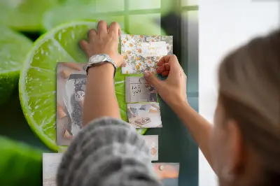 Magnetic glass dry erase board featuring lime slices