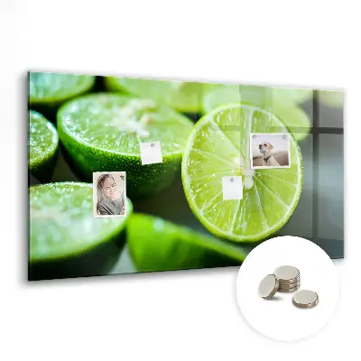 Magnetic glass dry erase board featuring lime slices