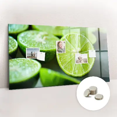 Magnetic glass dry erase board featuring lime slices