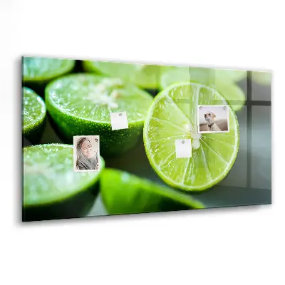Magnetic glass dry erase board featuring lime slices