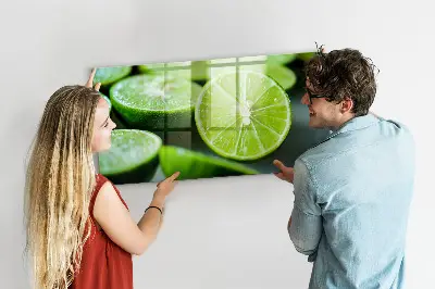 Magnetic glass dry erase board featuring lime slices