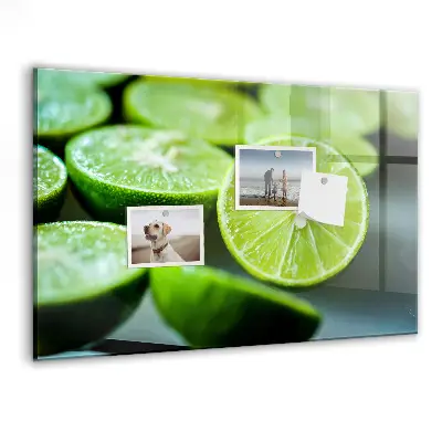 Magnetic glass dry erase board featuring lime slices
