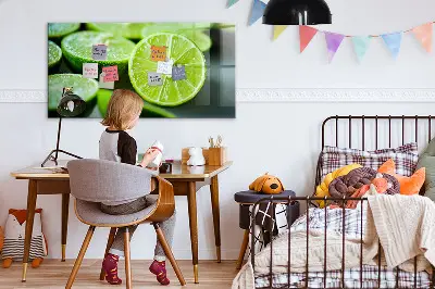 Magnetic glass dry erase board featuring lime slices