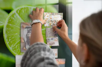 Magnetic glass dry erase board featuring lime slices
