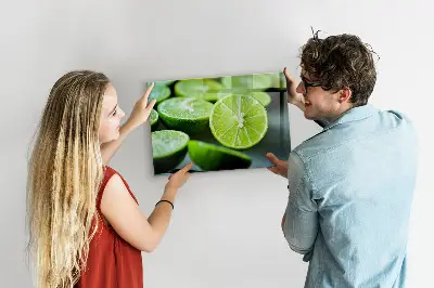 Magnetic glass dry erase board featuring lime slices