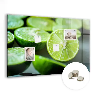 Magnetic glass dry erase board featuring lime slices