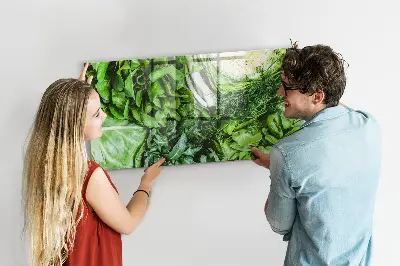 Magnetic wall board with green vegetables design