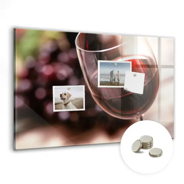 Magnetic glass dry erase board featuring a glass of red wine