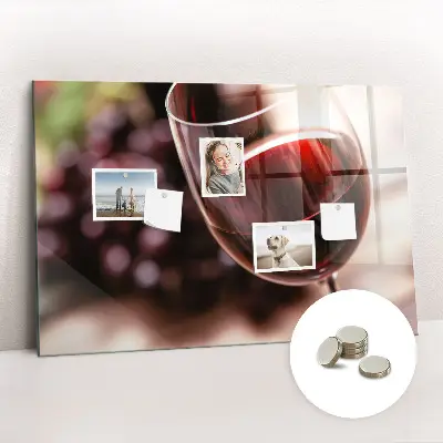 Magnetic glass dry erase board featuring a glass of red wine