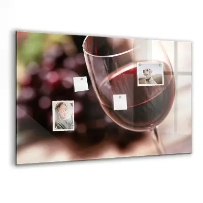 Magnetic glass dry erase board featuring a glass of red wine