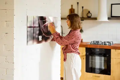 Magnetic glass dry erase board featuring a glass of red wine
