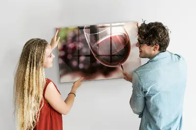 Magnetic glass dry erase board featuring a glass of red wine