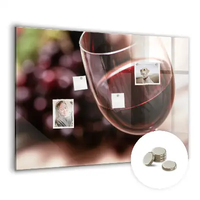 Magnetic glass dry erase board featuring a glass of red wine